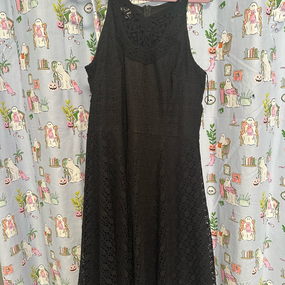 Classic Black Lace A-Line Dress